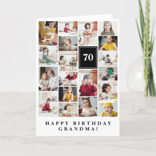 Black Photo Collage Happy Birthday Grandma Card