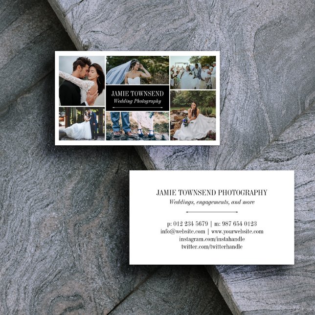 Black Photo Collage Professional Photographer Business Card (Creator Uploaded)