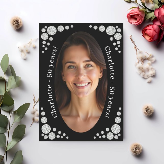 Black photo diamonds birthday invitation (Creator Uploaded)