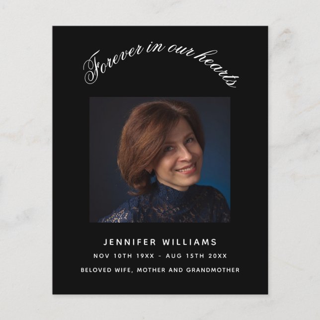 Black photo elegant funeral program (Front)