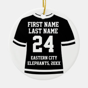 Black Photo Football Soccer Hockey Sports Jersey Ceramic Ornament