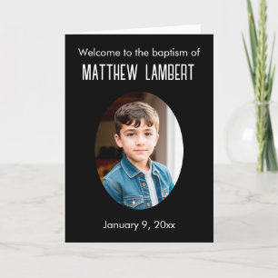 Black Photo Front Polka-Dot Folded Baptism Program