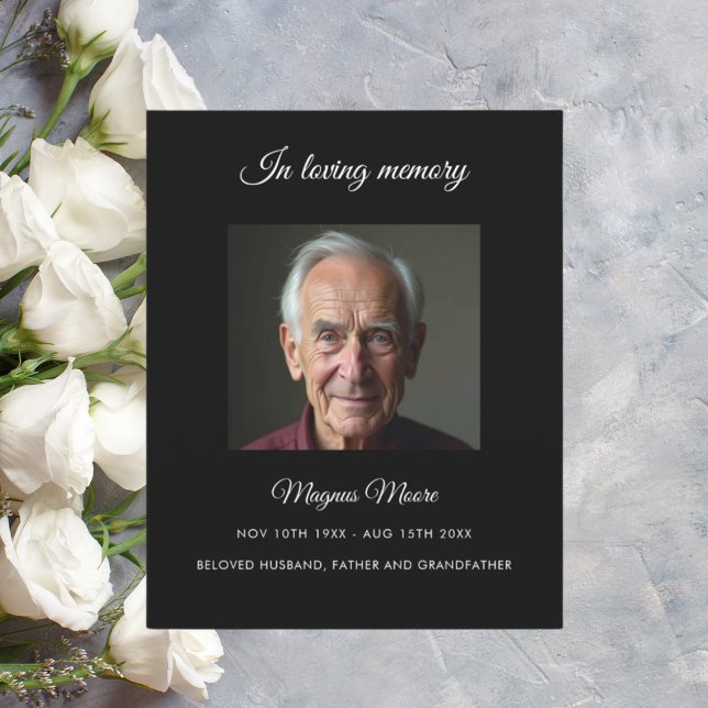 Black photo funeral program card (Creator Uploaded)