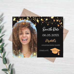 Black photo Graduation Party Save the Date budget Flyer