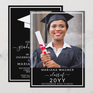 Black Photo High School Graduation Party Invitatio Invitation