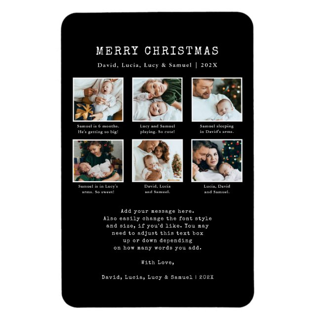 Black Photo Holiday  Magnet (Vertical)