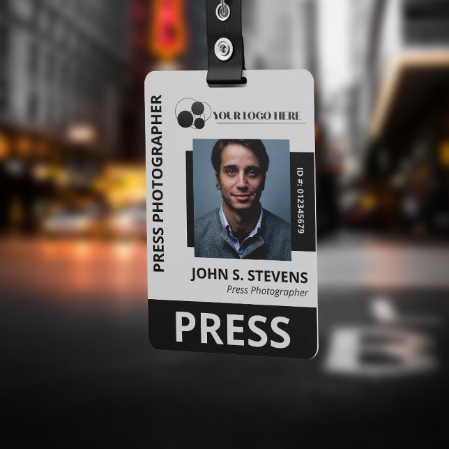 Black Photo & Logo Press ID Badge (Creator Uploaded)