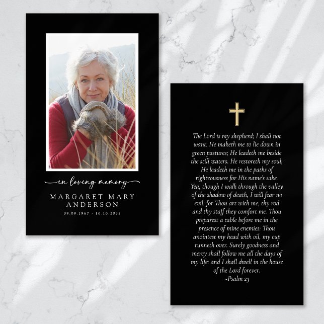 Black Photo Memorial Prayer Card (Creator Uploaded)