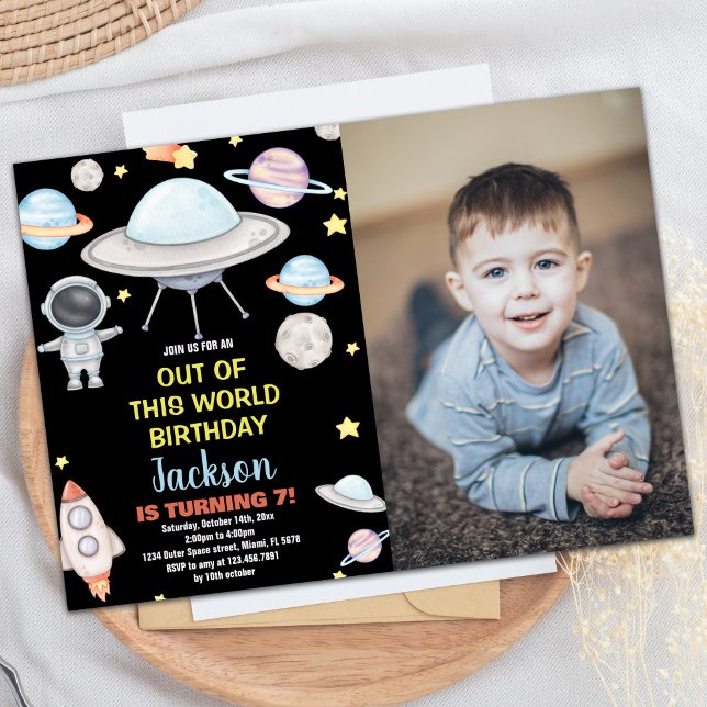 Black Photo Outer Space Birthday Invitations (Black Photo Outer Space Birthday Invitations)