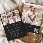Black Photo QR code Wedding Minimalist  Invitation<br><div class="desc">Black The Wedding of Modern Elegant  QR code,  Four (4) Photo Collage and Large Date Minimalist Wedding Invitation. The Wedding Invitation cards contain a modern typography that are elegant,  simple and modern to use after you minimalist simple wedding day celebration.</div>