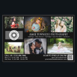 Black Photo Template Professional Photography Flyer<br><div class="desc">Black marketing flyer for a professional photographer personalised with your photos, logos, contact information, custom text, and QR code. Promote your photography business with this photo collage flyer personalised with six of your gorgeous photos on one side and a larger photo on the other so you can showcase your work...</div>