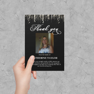 Black Photo Thank You Sympathy Funeral Card