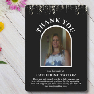 Black Photo Thank You Sympathy Funeral Card