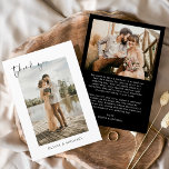 Black Photo Wedding Elegant Thank You Card<br><div class="desc">Introducing our Modern Script Simple Photo Wedding Thank You Card: Elevate your gratitude with our elegant thank you cards featuring modern script and your favourite wedding photo. These cards offer a stylish and minimalist design that perfectly complements any wedding aesthetic. Personalise them with a heartfelt message of appreciation to convey...</div>