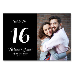 Black Photo Wedding Table Number Card
