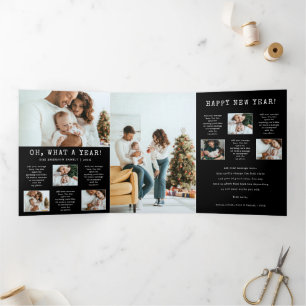 Black Photo What A Year Holiday Trifold Card