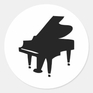 black piano icon classic round sticker