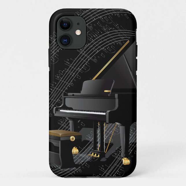 Black Piano iPhone Case (Back)
