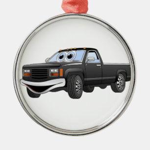 Black Pick Up Truck Cartoon Metal Tree Decoration