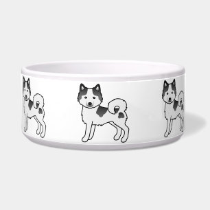 Black Piebald Alaskan Malamute Cute Cartoon Dog