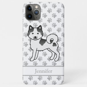 Black Piebald Alaskan Malamute Cute Dog & Name iPhone 11 Pro Max Case