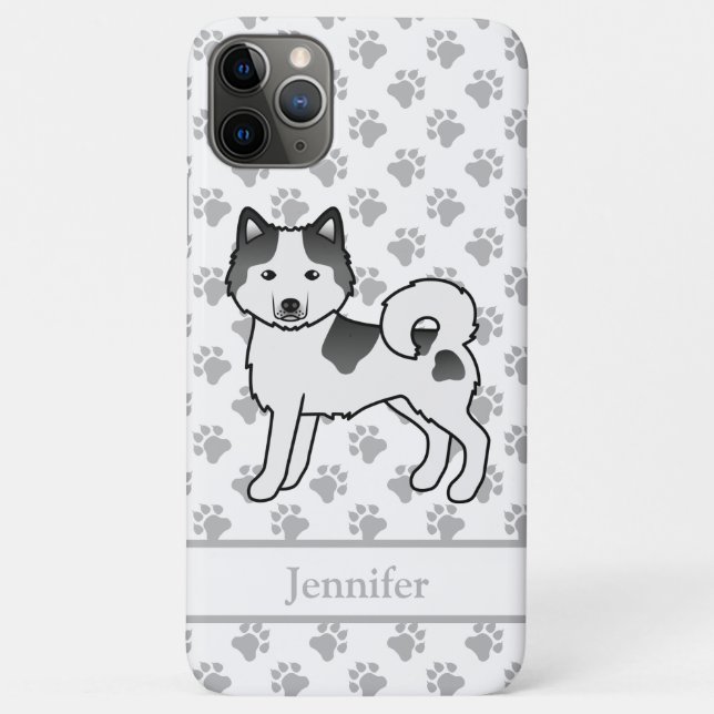 Black Piebald Alaskan Malamute Cute Dog & Name Case-Mate iPhone Case (Back)