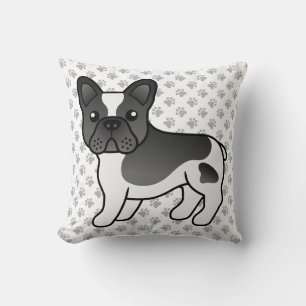 Black Piebald French Bulldog Cute Cartoon Dog Cushion