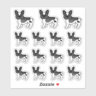 Black Piebald French Bulldog Cute Cartoon Dogs