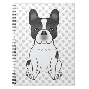 Black Piebald French Bulldog / Frenchie Dog & Paws Notebook
