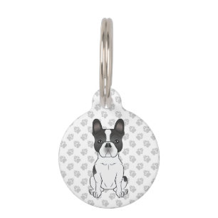 Black Piebald French Bulldog / Frenchie Dog & Paws Pet Tag