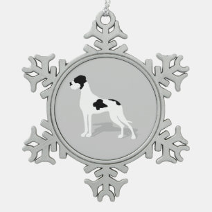 Black Piebald Great Dane Snowflake Pewter Christmas Ornament