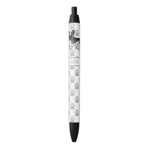 Black Pied French Bulldog Cute Cartoon Dog & Name Ink Pen