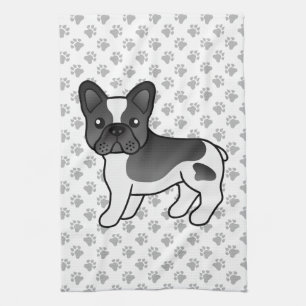 Black Pied French Bulldog Cute Cartoon Dog Tea Towel