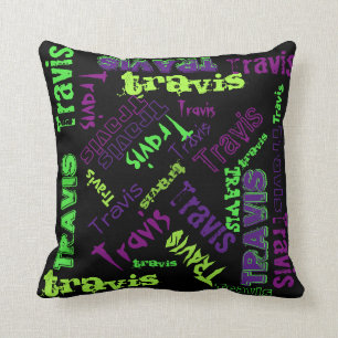 Black Pillow Neon Green Violet Purple Name Collage