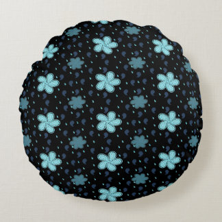 Black Pillow with Blue Paisley Floral Print
