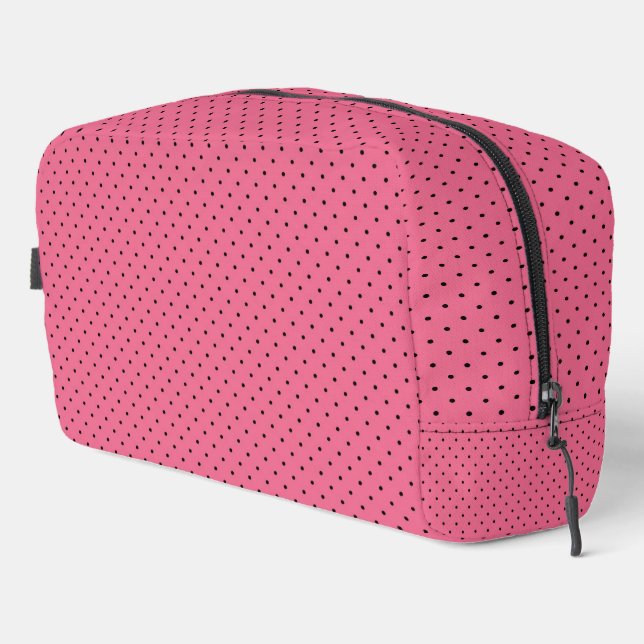 Black Pin Dots On Pink Dopp Kit (Right Corner)