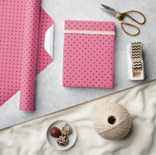 Black Pin Dots On Pink Wrapping Paper