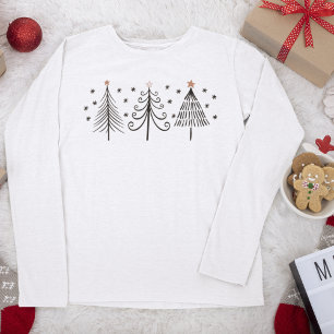 Black Pine Trees Winter Modern Christmas T-Shirt
