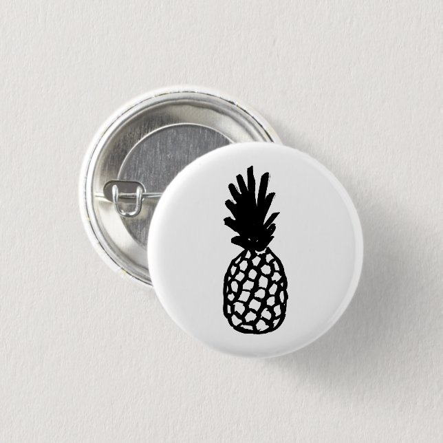Black Pineapple 3 Cm Round Badge (Front & Back)