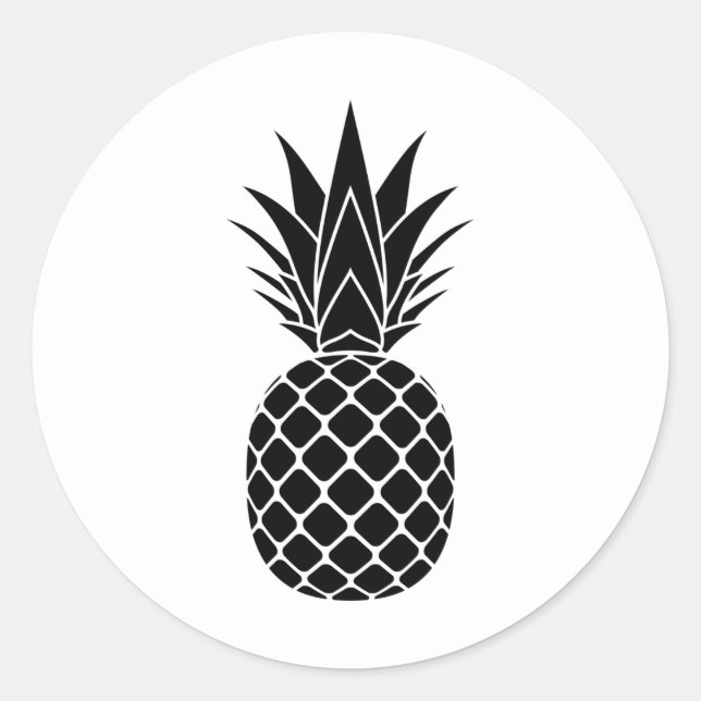 Black Pineapple Classic Round Sticker (Front)