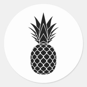 Black Pineapple Classic Round Sticker