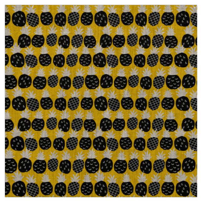 Black pineapples fabric (Swatch)