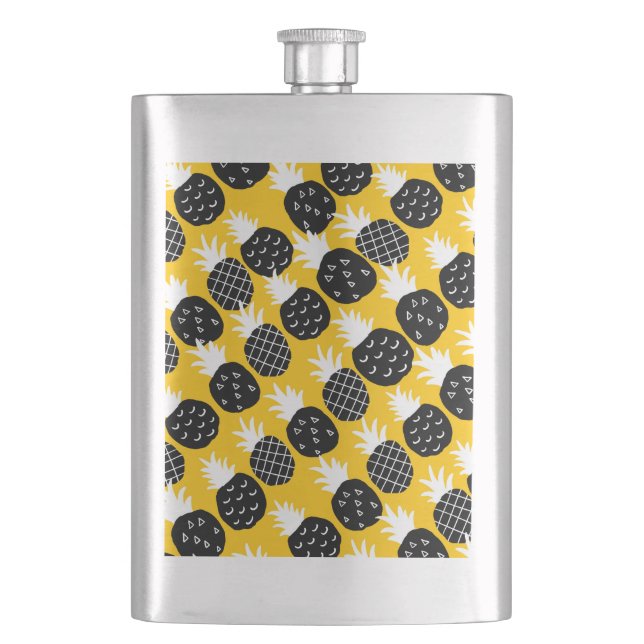 Black pineapples hip flask (Front)