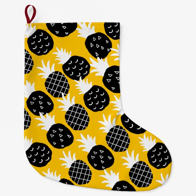 Black pineapples large christmas stocking (Front)
