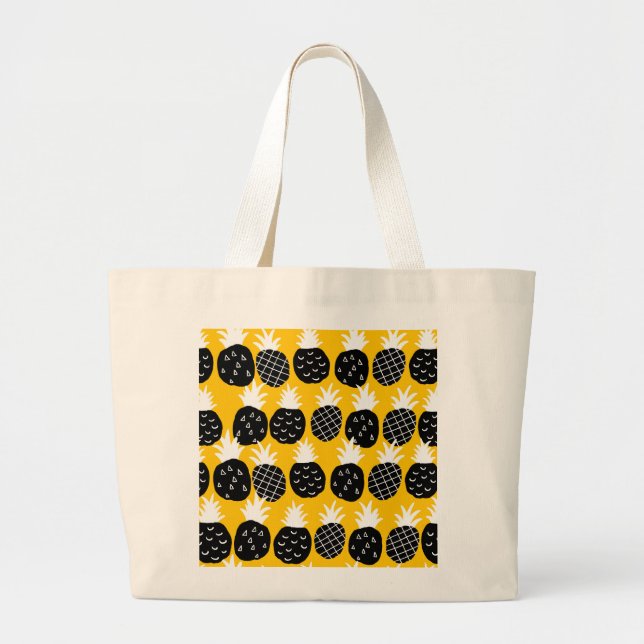 Black pineapples large tote bag (Front)