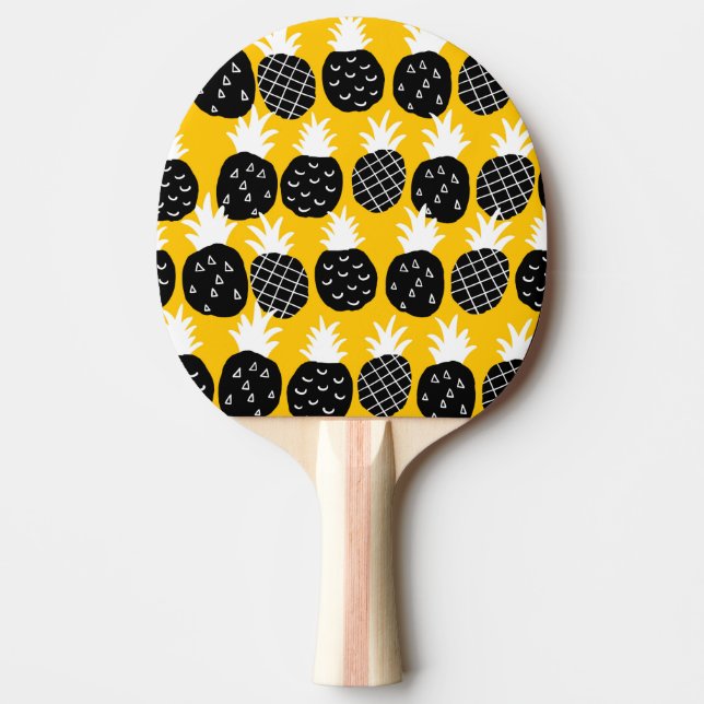 Black pineapples ping pong paddle (Front)