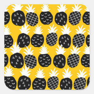 Black pineapples square sticker