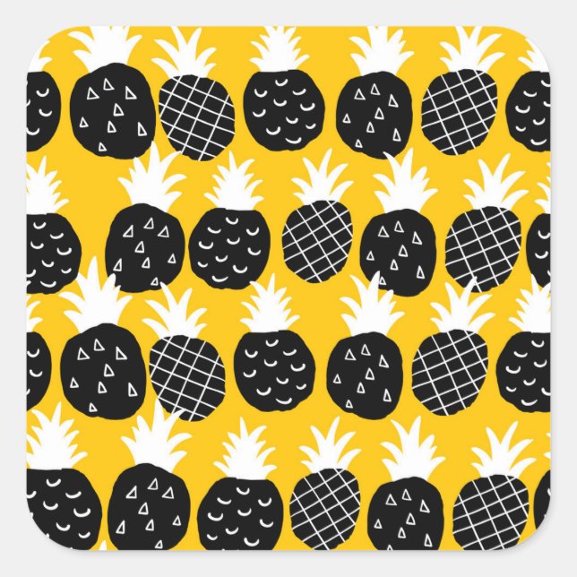 Black pineapples square sticker (Front)