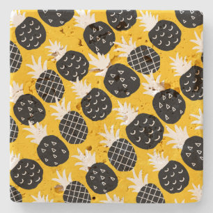 Black pineapples stone coaster