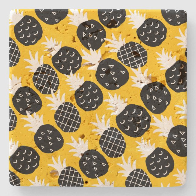 Black pineapples stone coaster (Front)